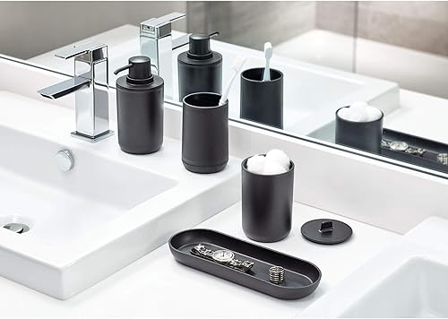 Miniatura 7 de iDesign Cade Canister - Tarro de almacenamiento de baño con tapa para baño, tocador, escritorio, encimera, 3.14 x 3.14 x 5.09 pulgadas, negro mate