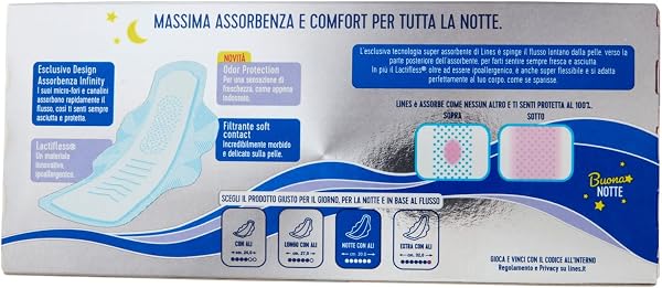Lines È Notte Con Ali Assorbenti in Lactifless, Pacco Scorta, Confezione da 18 pezzi - 5