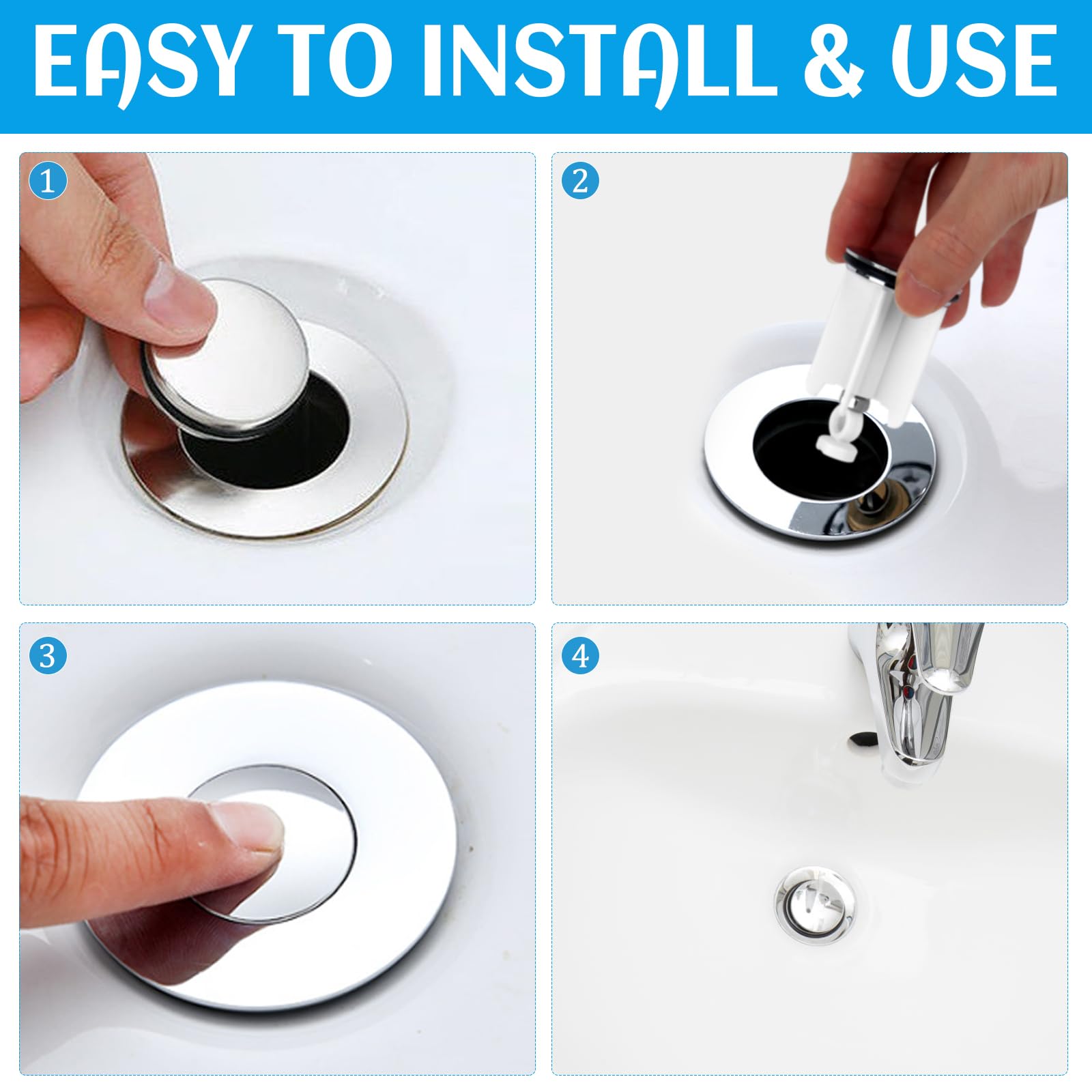 Tappi Per Lavandino 2 Pezzi Universali - Reggiscarico Regolabile Per Cucina E Bagno, Nero - Foto 4