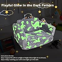 Vista 6 de Asou Sofá infantil que brilla en la oscuridad, sofá plegable para jugar, mini sofá de dinosaurio para niños pequeños