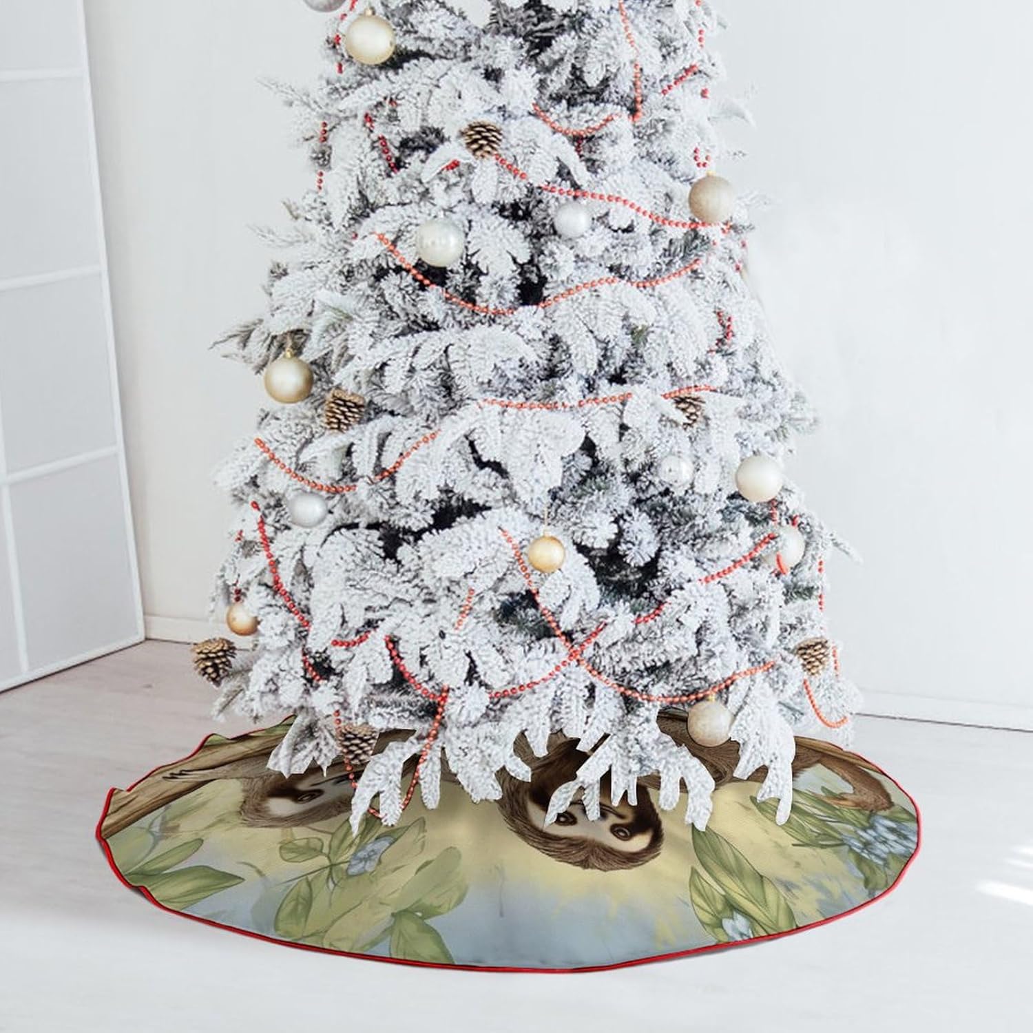 Christmas Tree SkirtSloth Familyclassic Fashion Tree Skirt Painted Multifunctional Christmas Tree Skirt