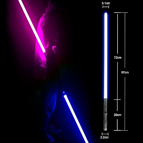 Miniatura 2 de Sable de luz Jedi Sith de metal con empuñadura, fuerza de duelo pesado, sable de luz recargable con 3 modos de sonido, luz alta con FOC, Blaster