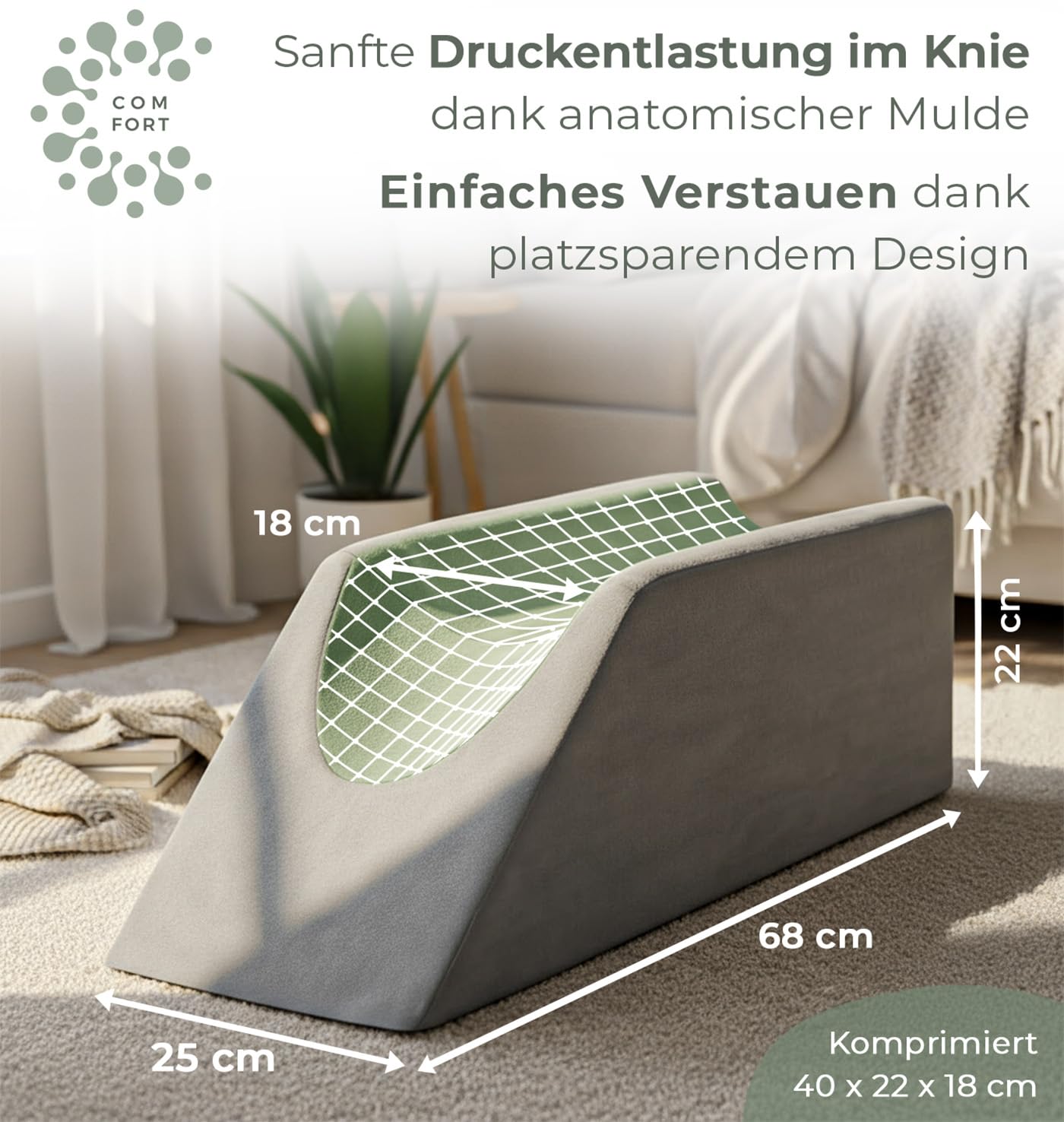 WELL B4 Venenkissen zum Beine hochlagern - Beinhochlagerungskissen, Beinauflage, Keilkissen, Stützkissen für Beine & Knie ideal als Lymphkissen, Venenkeil oder Beinkissen