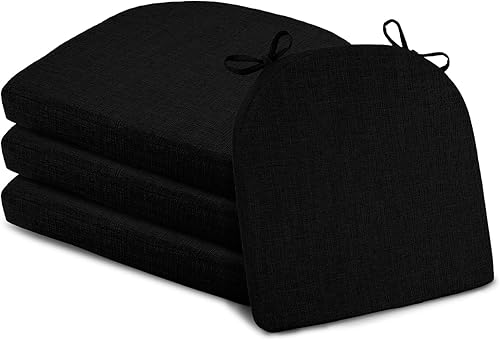 Vista 50 de Basic Beyond Cojines para sillas de comedor, 4 unidades, cojines de espuma viscoelástica con lazos y respaldo antideslizante, almohadillas para Gris