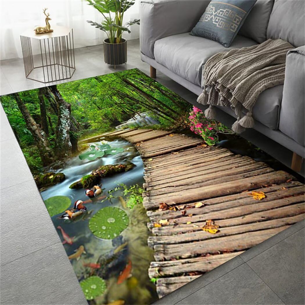 Tapis vert 100x160 pour chambre d'enfant et salon à motif 3D