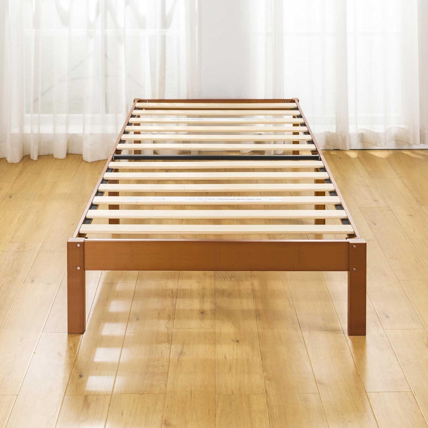 Mellow Asher 14 Inch Bamboo Wood Platform Bed with Wooden Slats, No Box Spring Needed, Easy Assembly, Twin, Natural