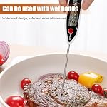 Digital Food Thermometer with Long Probe, Instant Read LCD Display, Waterproof Kitchen Thermometer, -50°C to 300°C Temperature Range for Cooking, BBQ, Water, Liquids and Candles, White