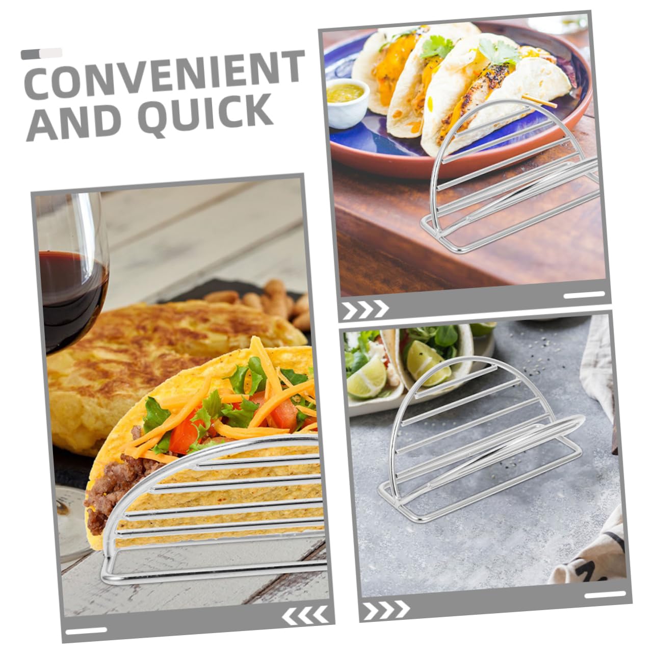 Amosfun Taco Ständer zum Backen und Servieren 2 Stück aus Edelstahl Praktisches Tablett Multifunktionaler Taco Halter für Eierbraten und Brotbacken