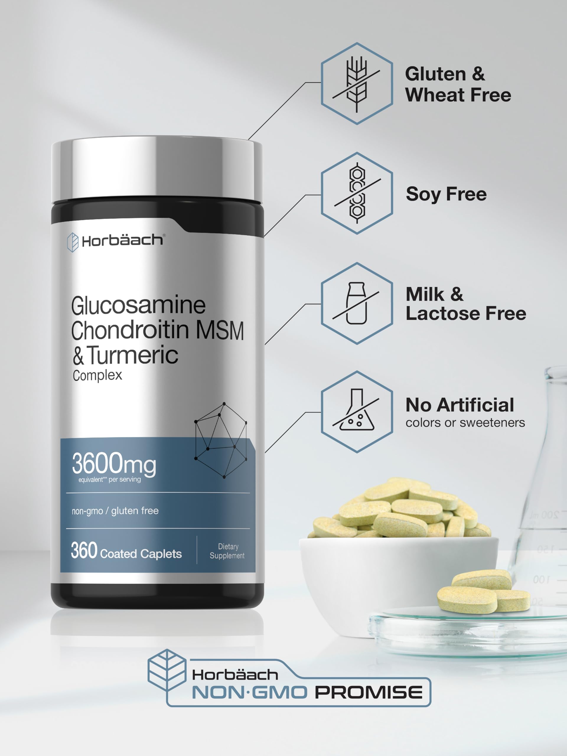 Horbäach Glucosamine Chondroitin MSM | 360 Caplets — Amazon image 5