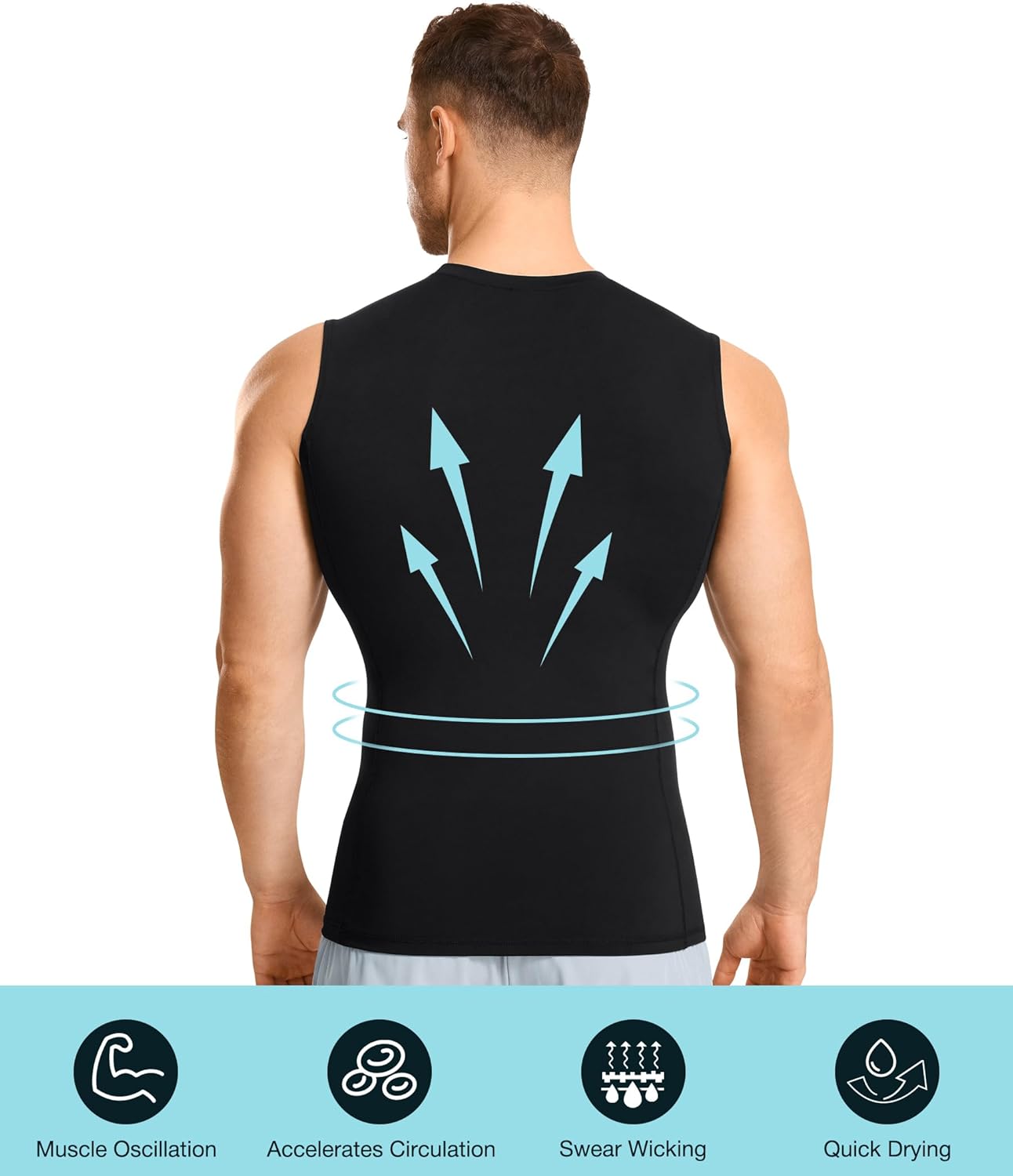 Eleady 2 Packs Compression Shirt Men Workout Shirts Athletic Base Layer Sleeveless Tank Top Slimming Undershirt - Image 3