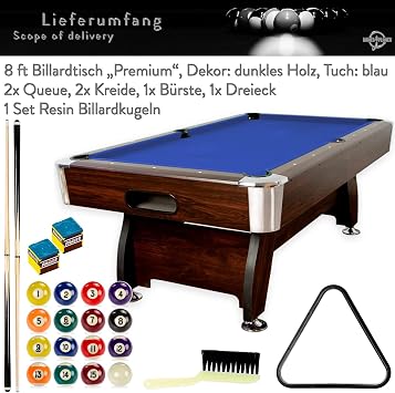 GAMES PLANET 8 ft Premium pool table “ + accessories 9 color variants 244x132x82 cm (LxWxH)