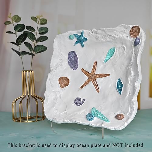 Miniatura 2 de Afadorable Bandeja decorativa de resina con concha de mar, estrella de mar, anillo de almacenamiento de joyas, bandeja para llaves, bandeja de
