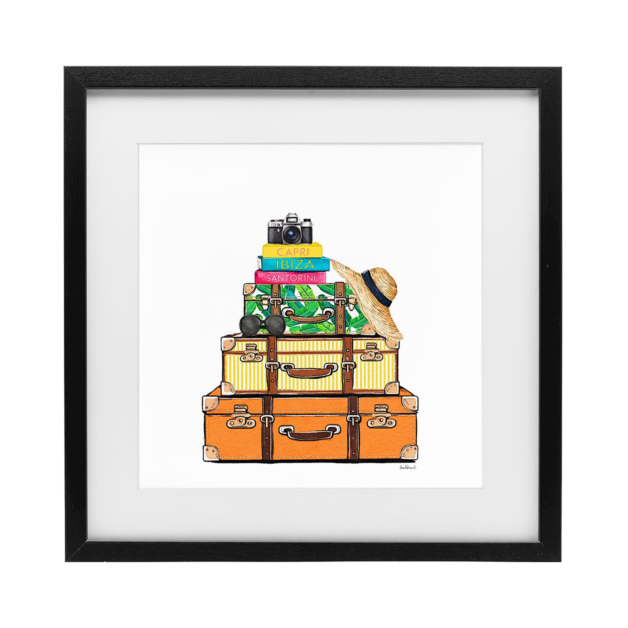 'Travel Suitcases & Camera'| Framed Print Under Glass