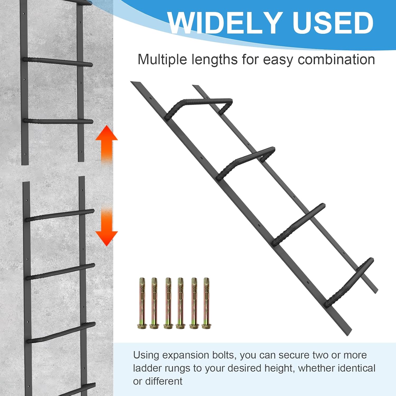 PakaLife Heavy Duty fire Escape Ladder,4-Rung Egress Window Well Black Ladder Straight,2&3 Story Basement Window Ladders,High Load-Bearing Capacity (45.2" Lx17.9 W)