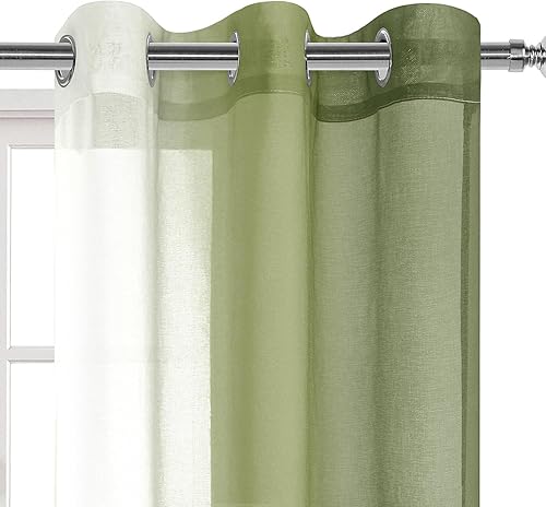 Miniatura 10 de DWCN - Cortinas semitransparente estilo ombré con ojales en la parte superior para sala