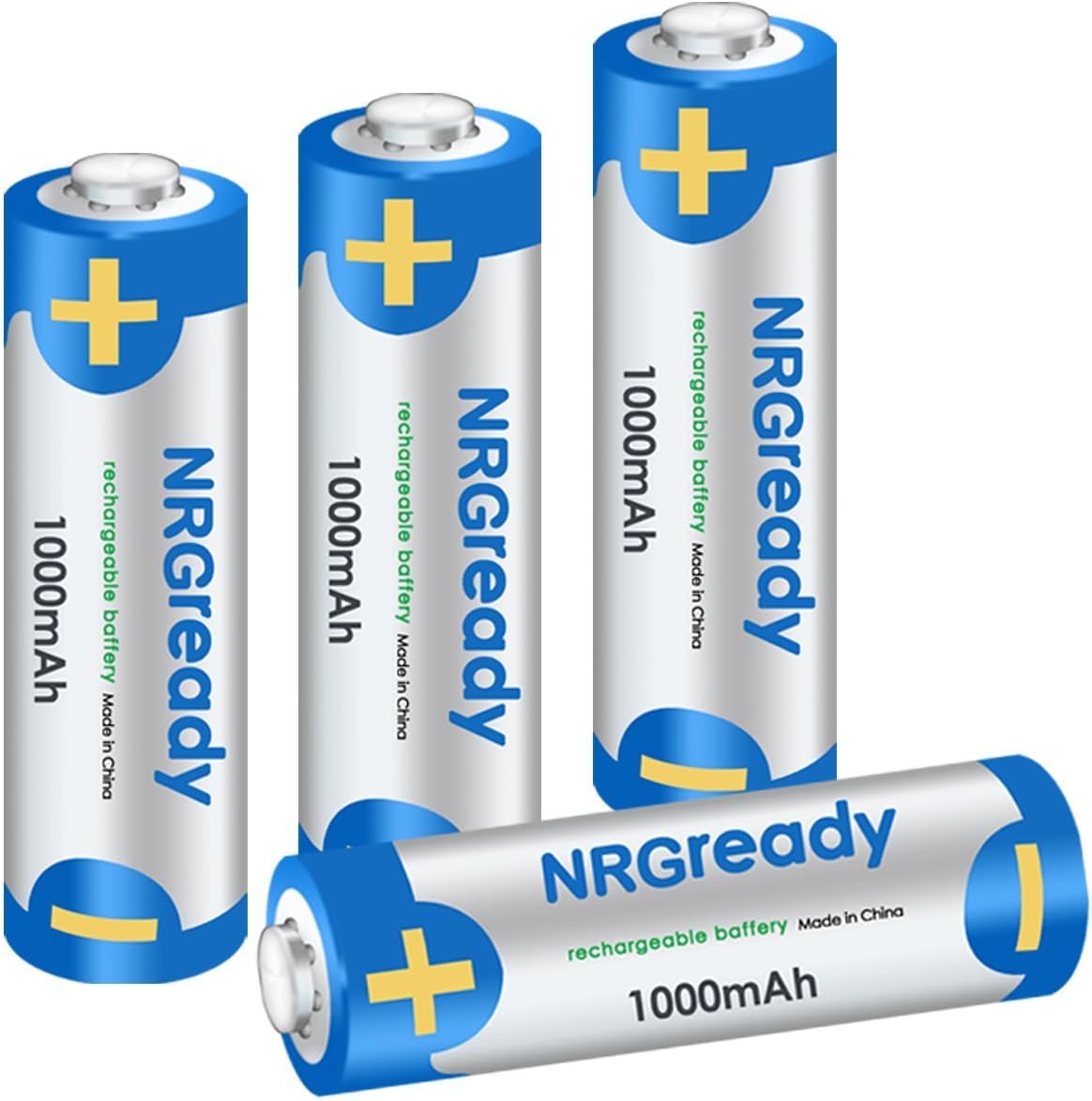 NRGready AAA 1000mAh Rechargeable Batteries High Capacity Ni-MH Pre-charged Batteries (4-Pack)