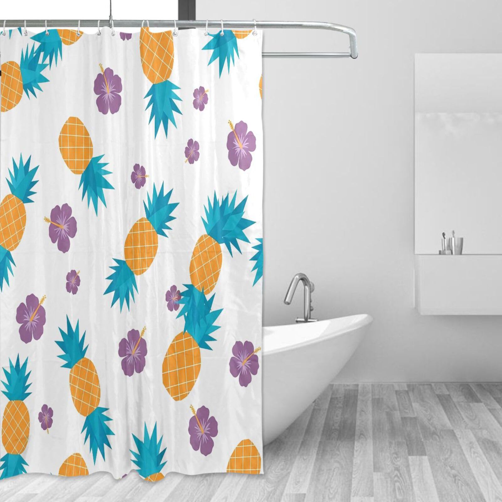 Rideau de douche imperméable anti-moisissure lavable motif ananas 157 x 183 cm