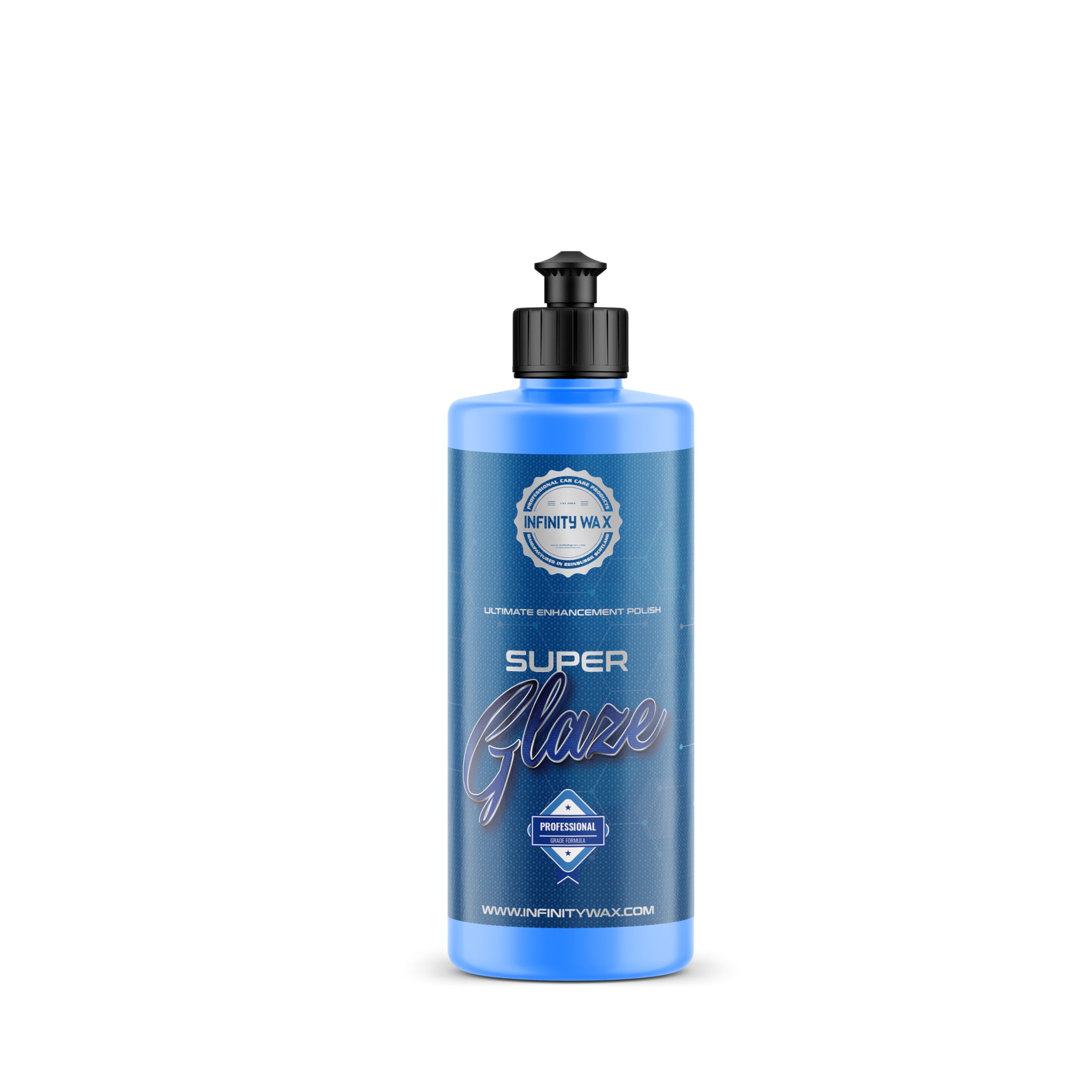 Infinity Wax Super Glaze 500ml High Gloss Non-Abrasive Polish and Glaze for Paint & Glass Fills Swirls, Hides Scuffs & Enhances Colour Depth, Hand or Machine Application No White Residue