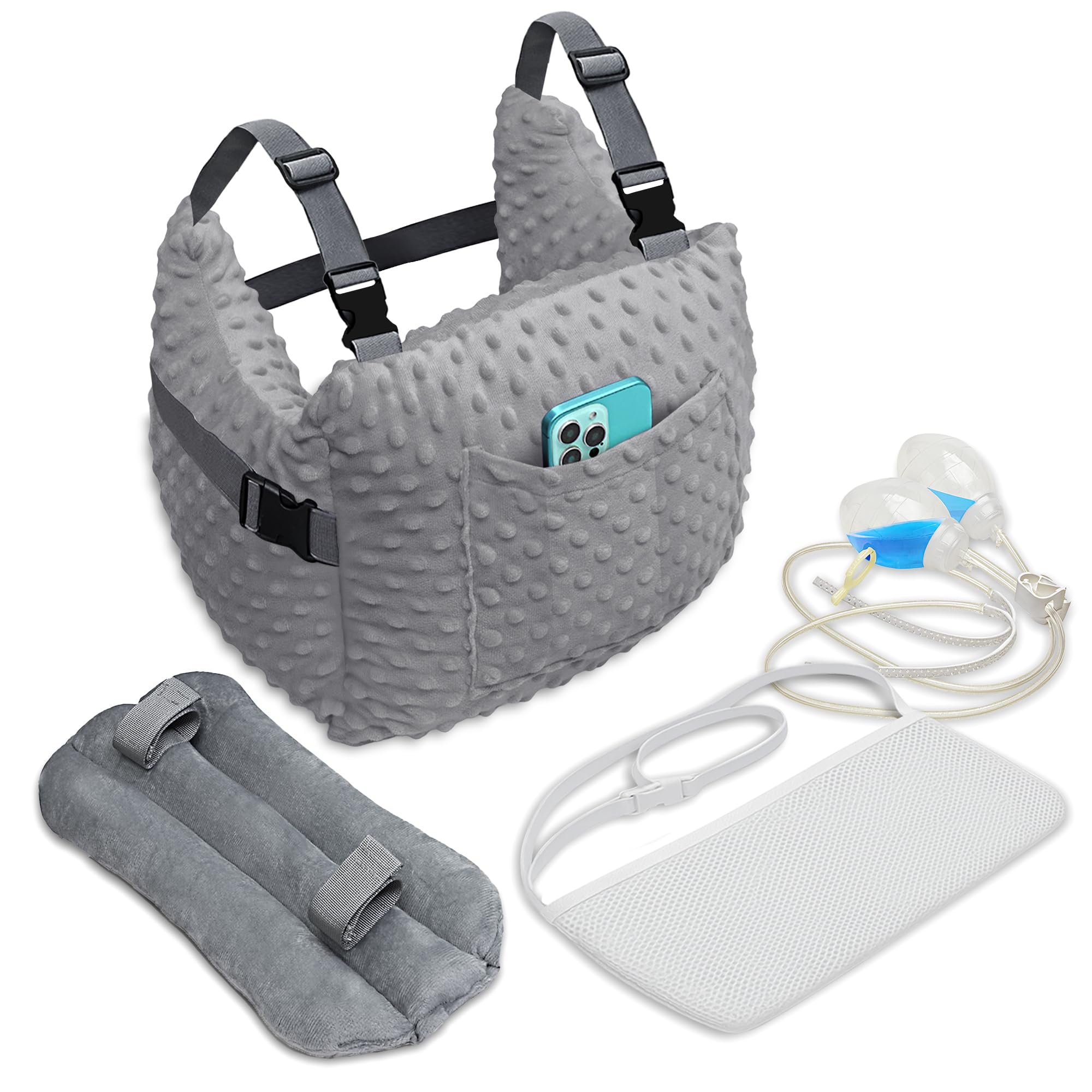 Zomaple Mastectomy Recovery Pillow + Strap – Post-Op Essentials, Breast Augmentation/Reduction & Mastectomy Recovery Supplies – Washable Cover for Comfort & Support