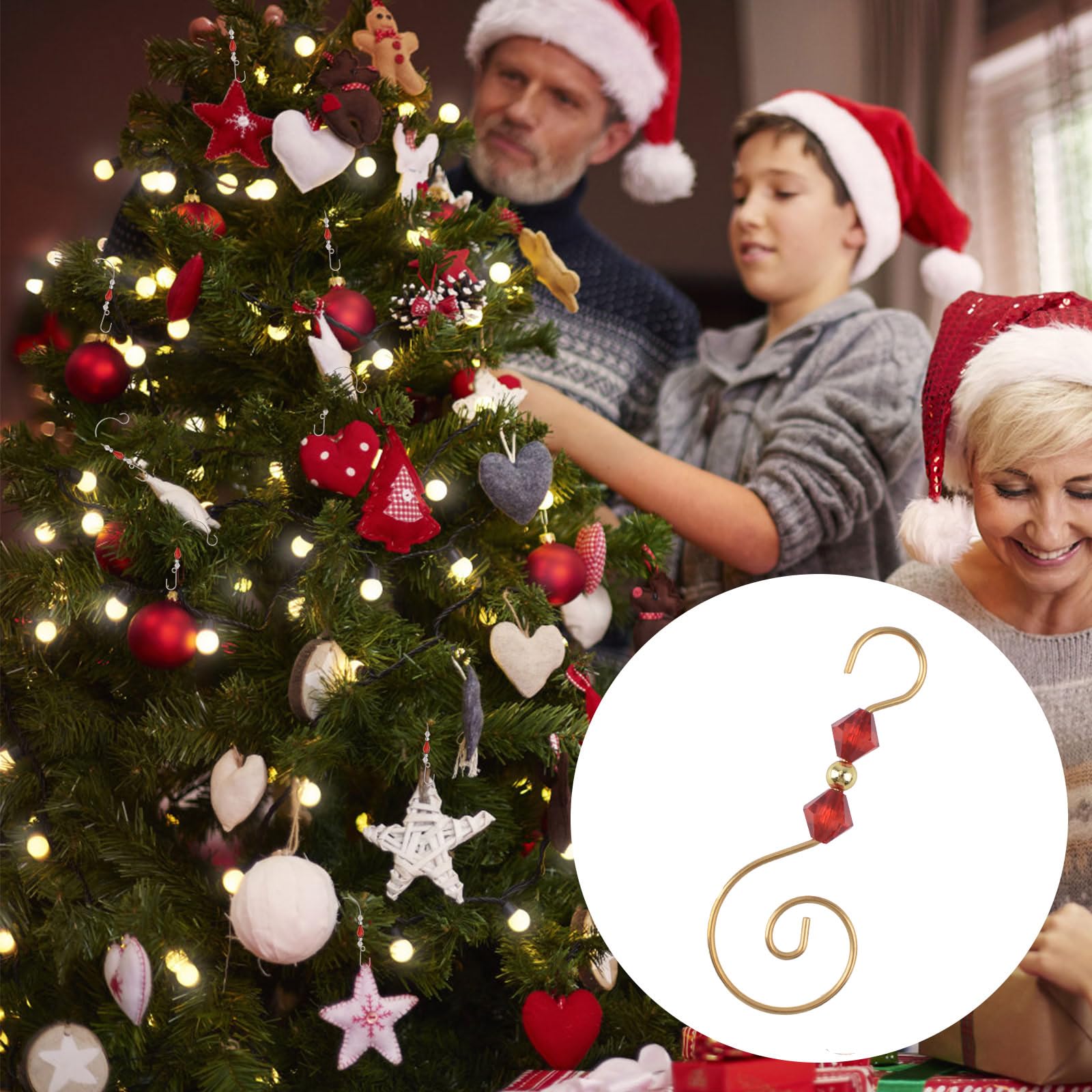 Holiday Decoration 30-Piece Crystal Beaded Christmas Ornament Hooks -  Silver S-Shaped Hangers For Tree Decorations Fancy Christmas Ornament Hooks, image size:1600x1600