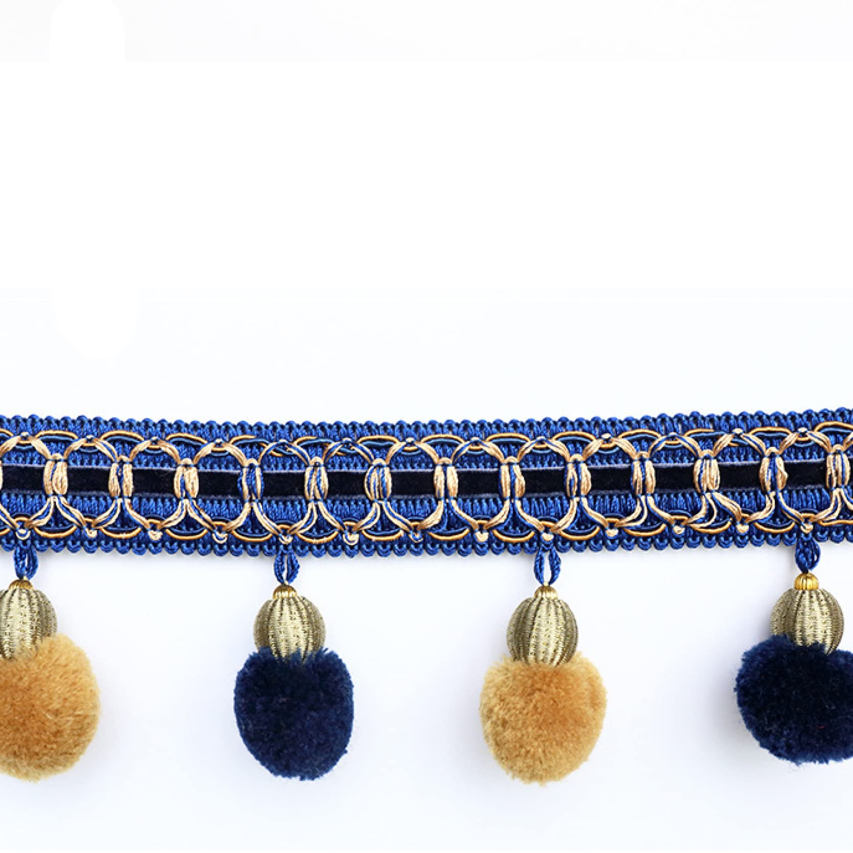 3 mètres, Pompon Suspendu, Garniture de Franges de Boule, Rideau, Pompon, Couture, Garniture de Dentelle, Bricolage, canapé, Nappe, décoration de la Maison(Blue)