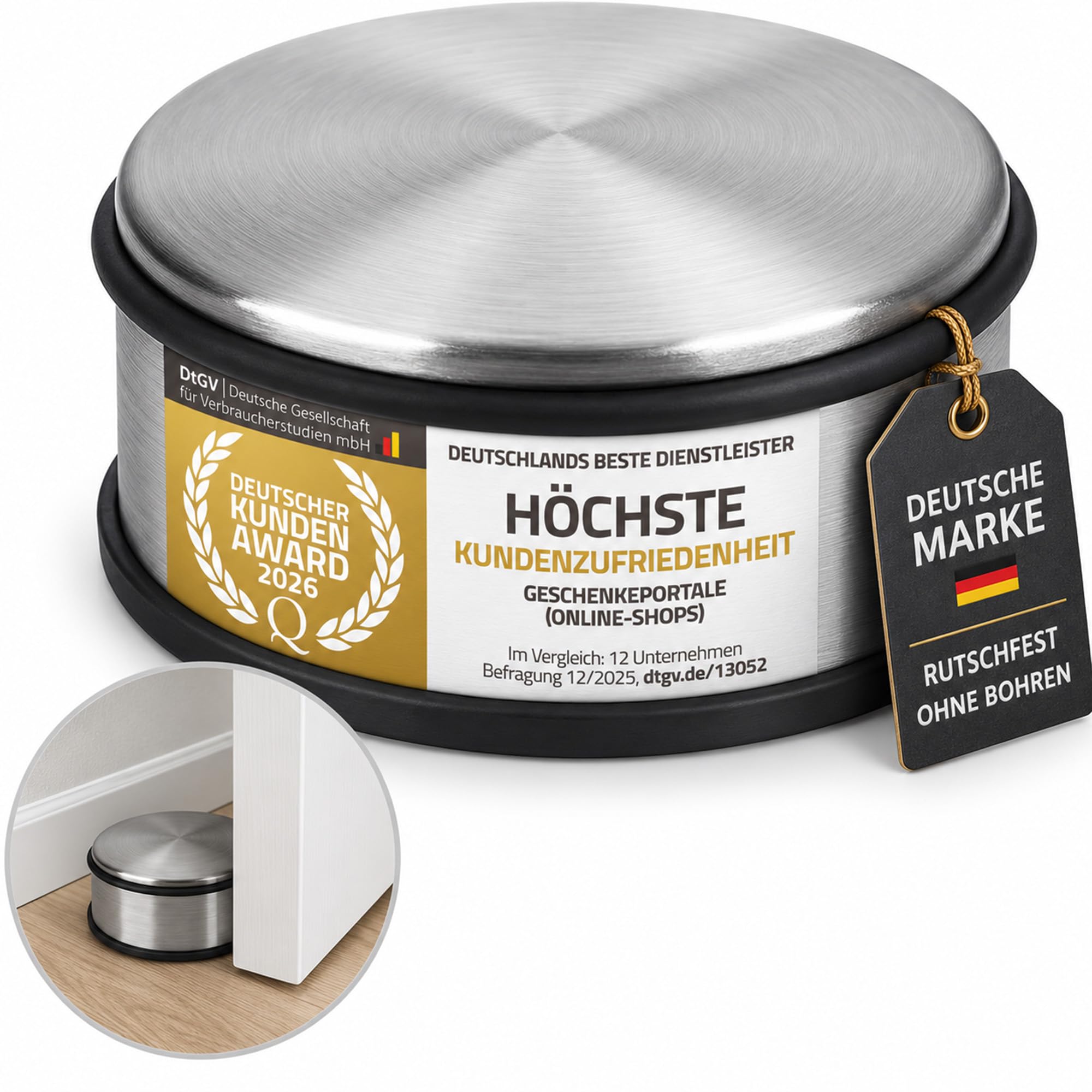 Edelstahl Türstopper Boden Stopper 1,2kg - Türhalter stoppt schwere Türen