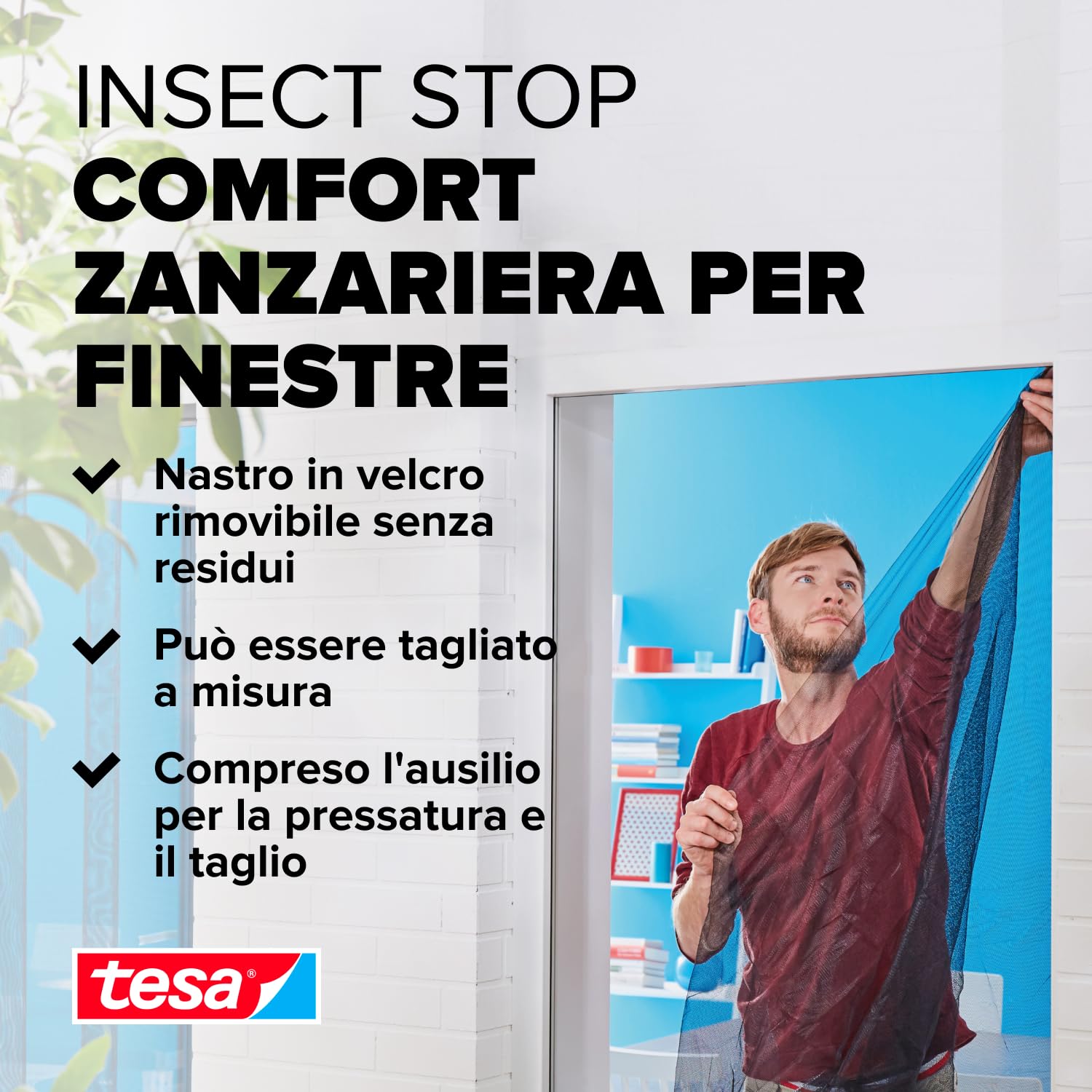Tesa INSECT STOP Zanzariera a Strappo Premium - 2x 130 x 150 cm - Grigia