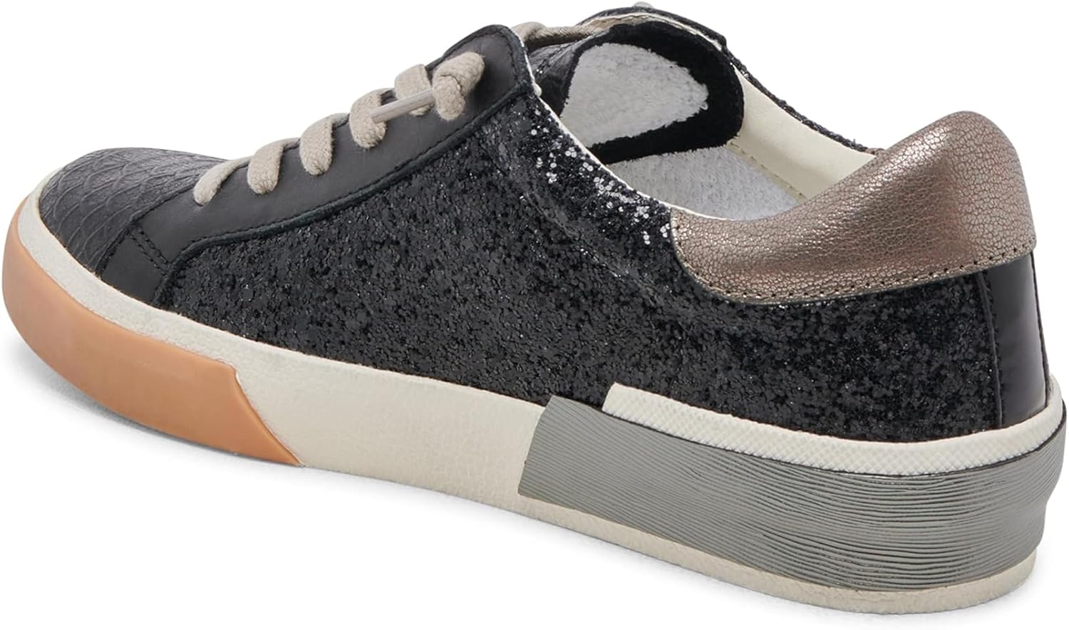 Dolce Vita Women's Notice X Sneaker, Black/Shimmer Glitter, 6 - Image 4