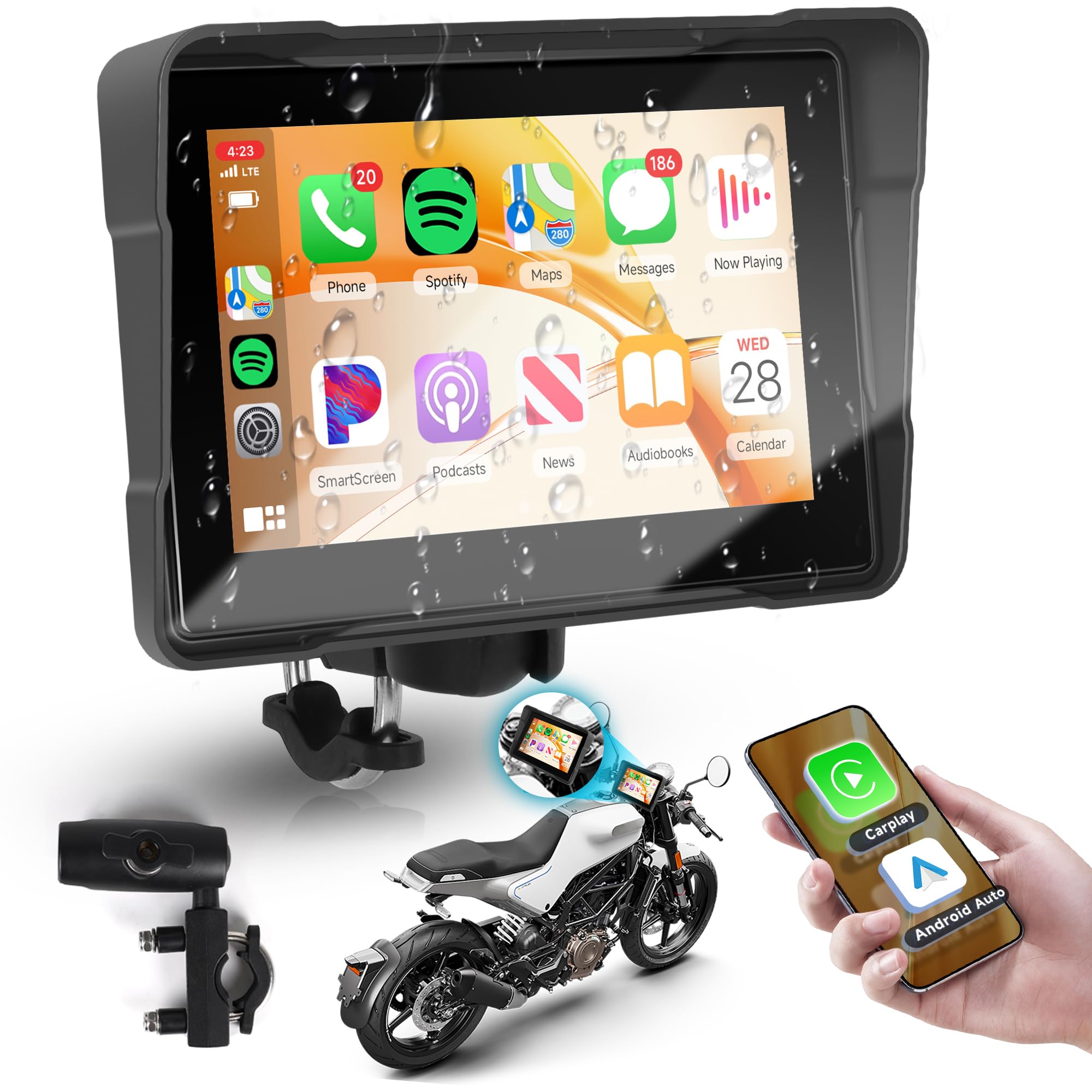 Rimoody 5 Pouces Écran Tactile Vertical Sans Fil Carplay Display Pour