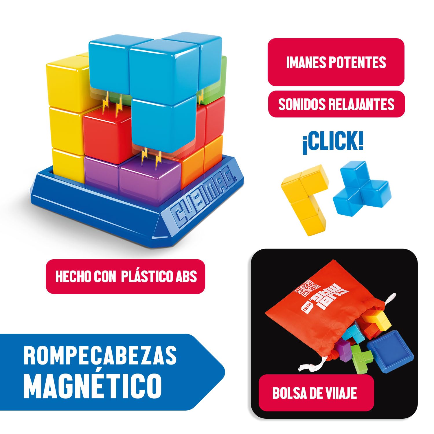 Ludilo - Cubimag Mini | Juego Mesa 8 Años O Más | Rompecabezas Adultos con 2 Modos De Juego | Juegos De Mesa Adulto | Juegos De Ingenio con 136 Desafíos