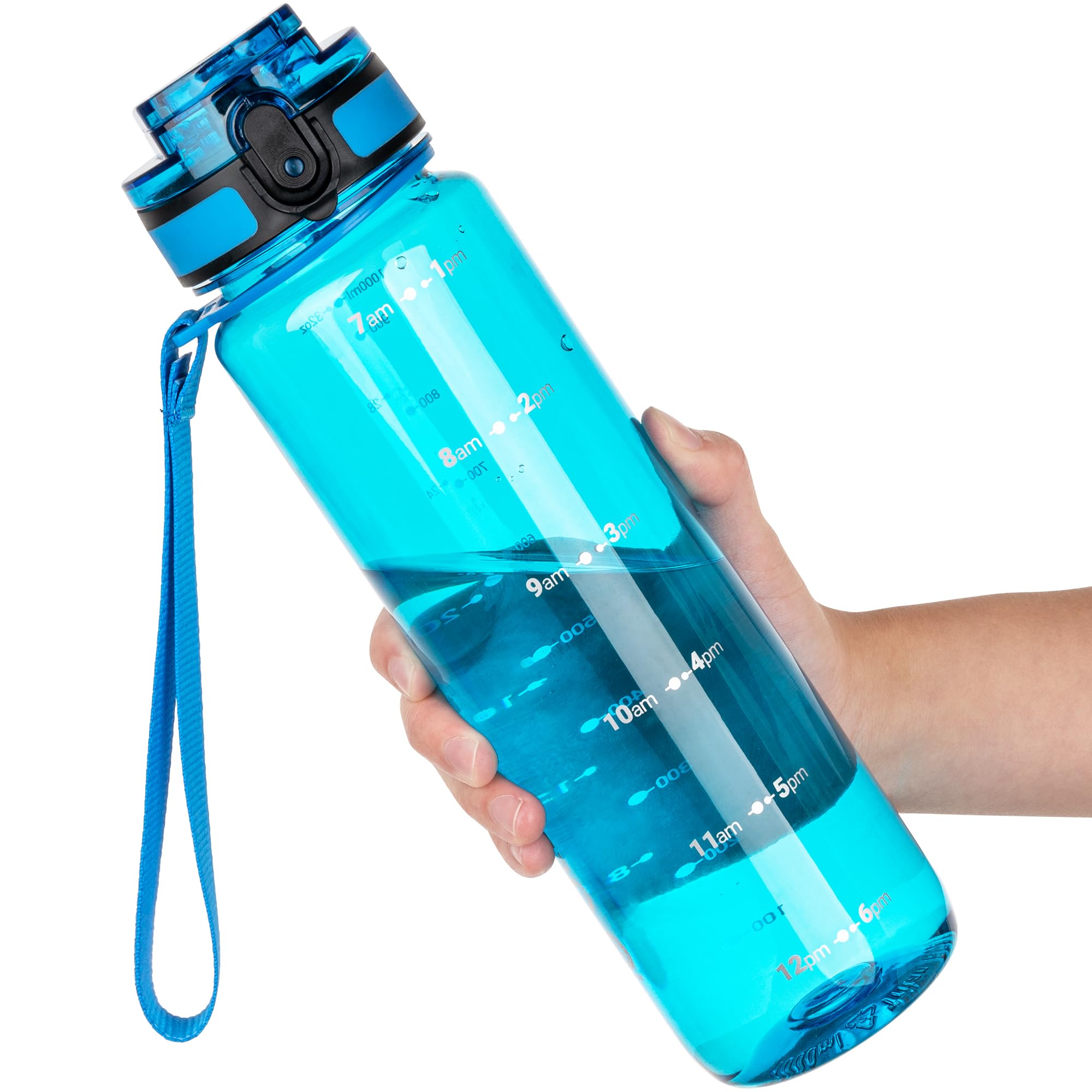 OLDLEY 32 oz Water Bottle, Motivational Water Bottle with Time Marker, Sports Water Bottle With Strap, Leakproof & BPA Free Large Water Bottles for