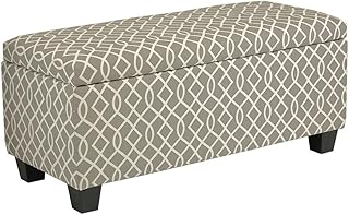 Cortesi Home Kiki Fabric Storage Long Bench Ottoman, Grey