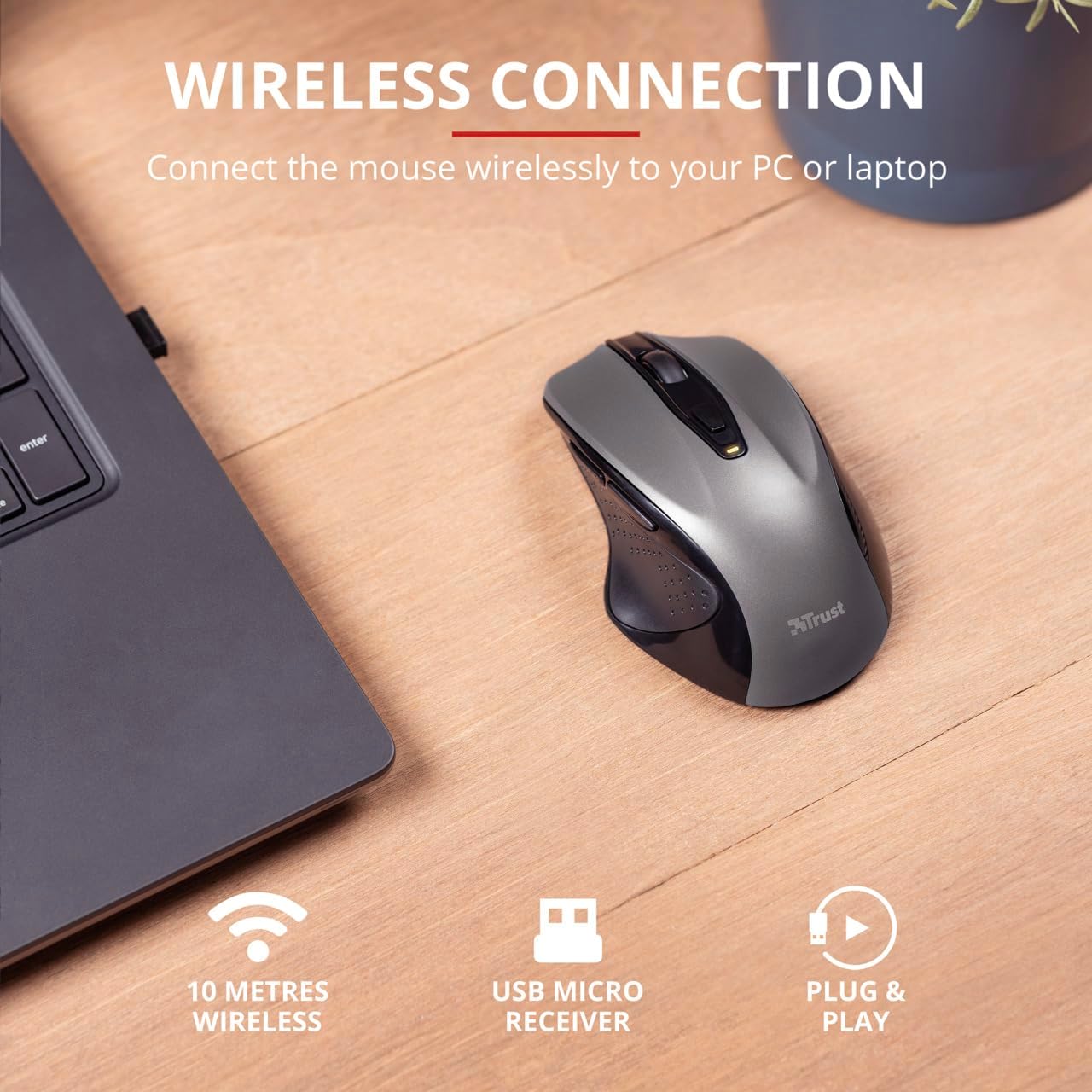 Trust Wireless Mouse connected to laptop