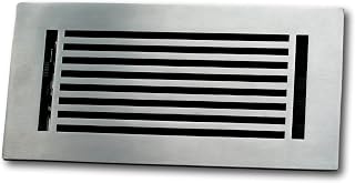 Madelyn Carter 4 x 10 Cast Aluminum Linear Bar Vent Cover with Damper - Brushed Satin (Overall: 5.75 x 11.75) | Floor Register - Wall Register