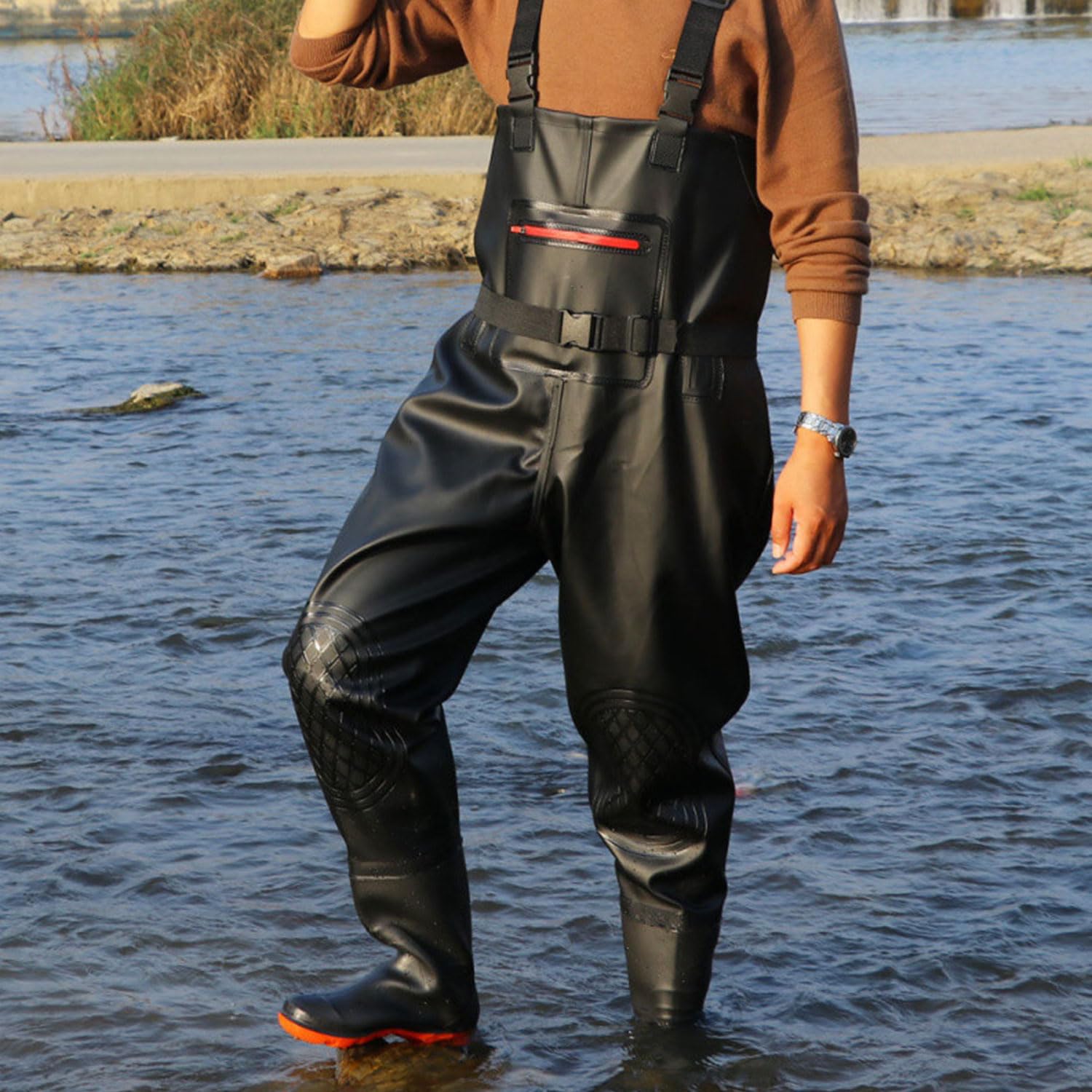 ZeiLaBang Kakadi Waders pour homme et femme - Pantalon de pêche avec bottes, poche poitrine et sangle réglable