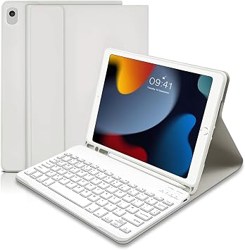 iPad 10.2 Keyboard Case for 9th Generation 2021/8th Gen2020/7th Gen2019, Protective Case With Pencil Holder and Detachable Wireless Keyboard UK Layout for Air 3/Pro 10.5 Gray