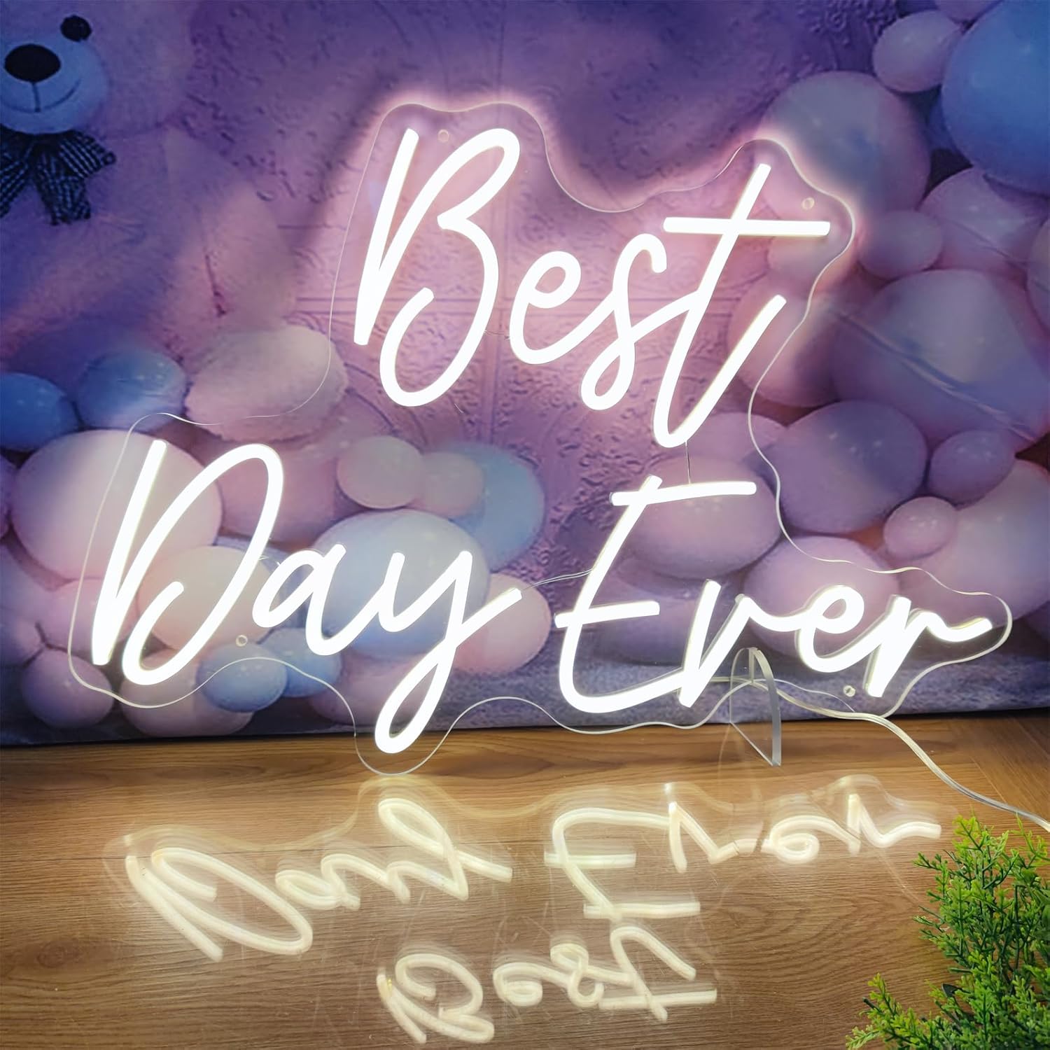 Best Day Ever Neon Sign,Led Signs,Neon Sign Weeding Neon Lights for Bar Pub Christmas,Restaurant,reception Decor White Neon Engagement Birthday Wedding Party,SIGNVIA,Size:60 * 41.7cm