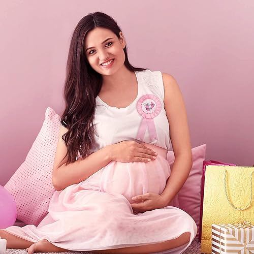 Miniatura 5 de 2 pines de insignia de hojalata para papá y mamá, pines de botón de revelación de género, regalos para celebración de fiesta de baby shower, rosa y