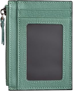 Slim Wallet for Women Small Leather RFID Blocking Credit Card Holder Minimalist Front Pocket Wallet with Coin Purses & Pouches,Green