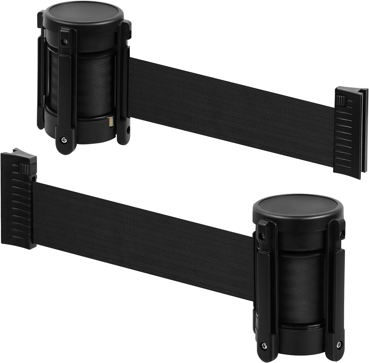 kaiyomi 2 Pack Replacement Belt Head Cassette with Breaking System, 11 Feet Retractable Belt Top for Retractable Belt Stanchion Posts or Wall Mount Retractable Belt Barriers (Black Belt)