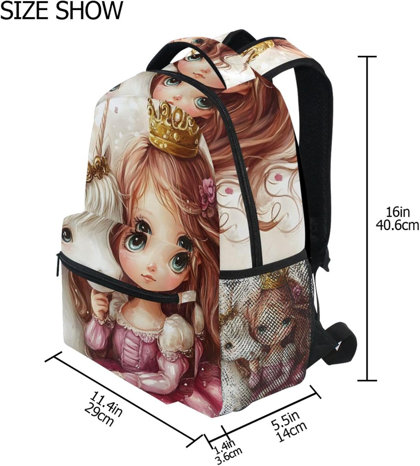 AIXIWAWA Kid Backpacks (Princess Horse) with Clear Slot, Boys Girls Schoolbags Book Bag Small Size