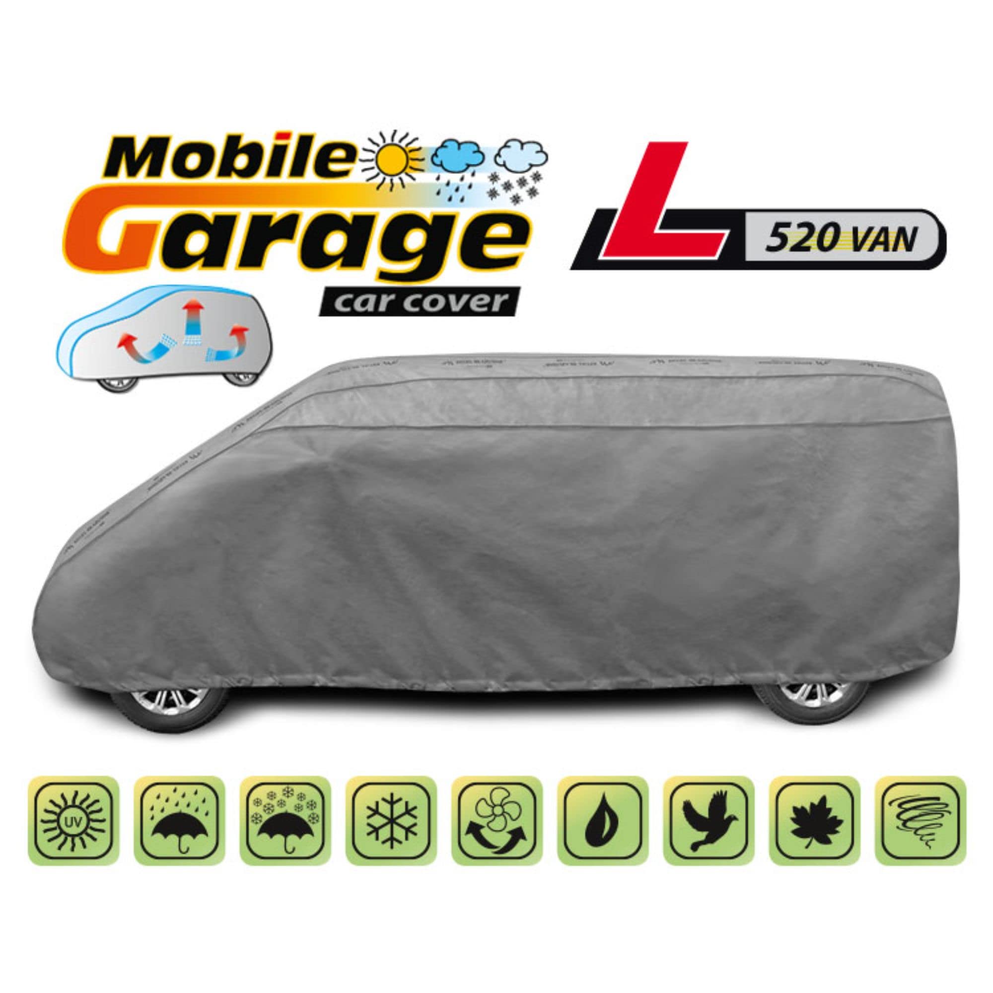 Cubierta para coche impermeable – Gris para exterior transpirable para furgonetas y vehículos, protector contra arañazos, clima y suciedad - Bolsa de almacenamiento