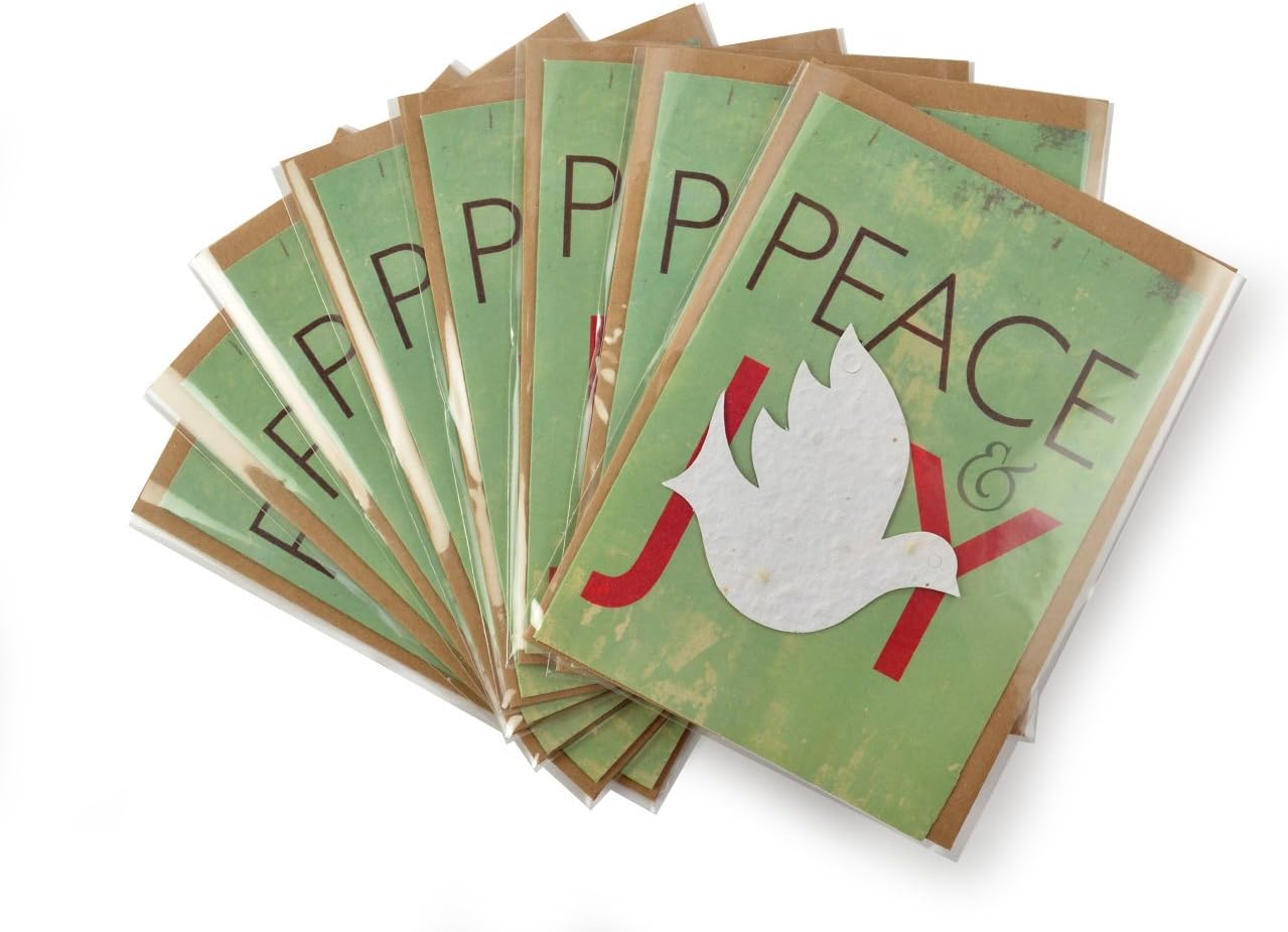 Bloomin Seeds N' Greetings Cards - Handmade Seed Paper -Peace & Joy (8 Pack)