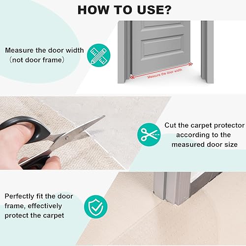 Miniatura 5 de Uross Protector de alfombra semicircular para mascotas, 3 unidades, protector de alfombra de plástico para gatos, tapete protector de alfombra de