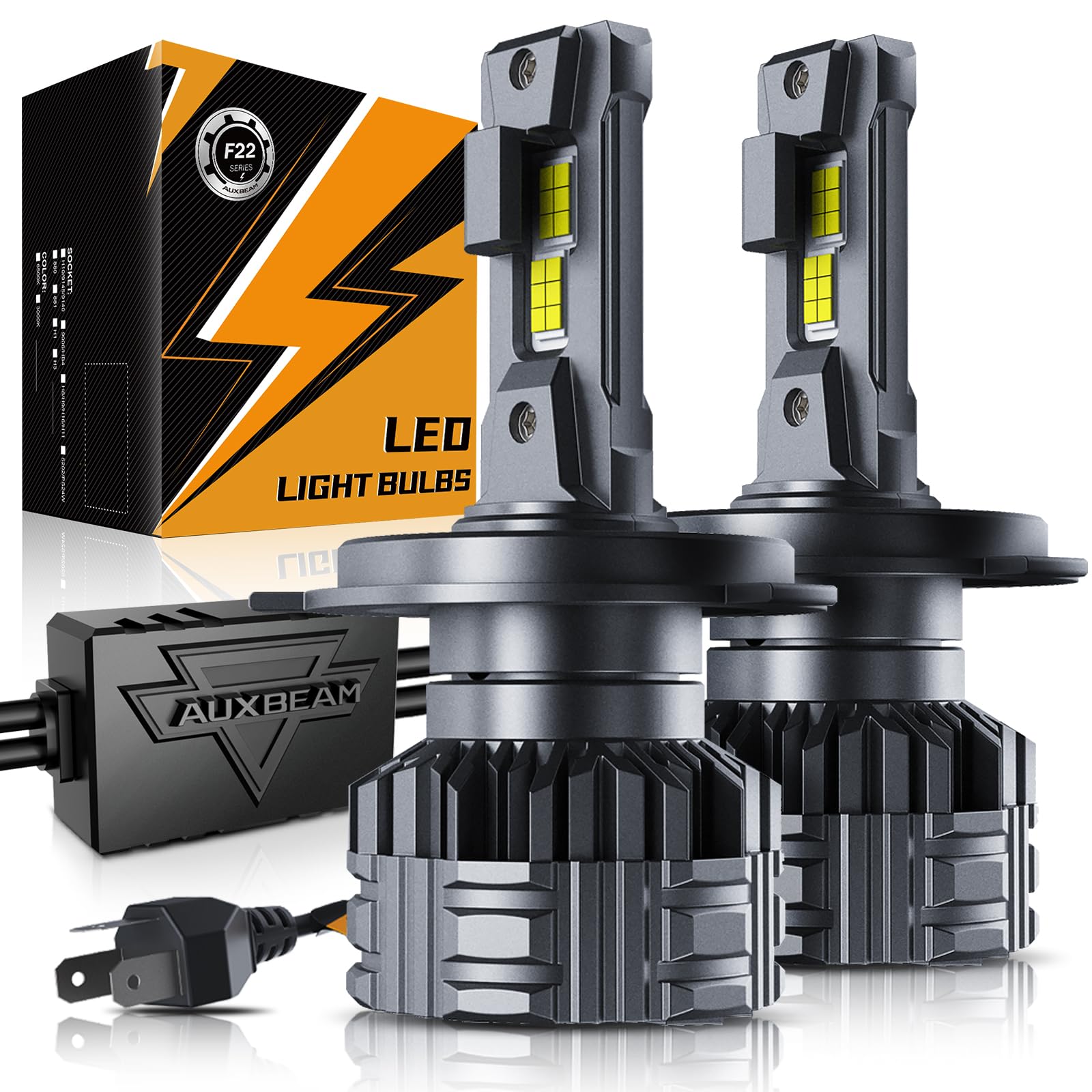 Auxbeam F22 Series H4 9003 LED Powersport Headlights (24000LM, 2-Pack)