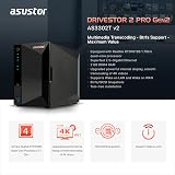 Asustor Drivestor 2 Pro Gen2 AS3302T v2 Boîtier de Stockage réseau NAS à 2 Baies, 1,7 GHz Quad-Core, Port 2,5 GbE, 2 Go de RAM DDR4, Stockage réseau connecté pour Stockage Cloud (diskless) - 2