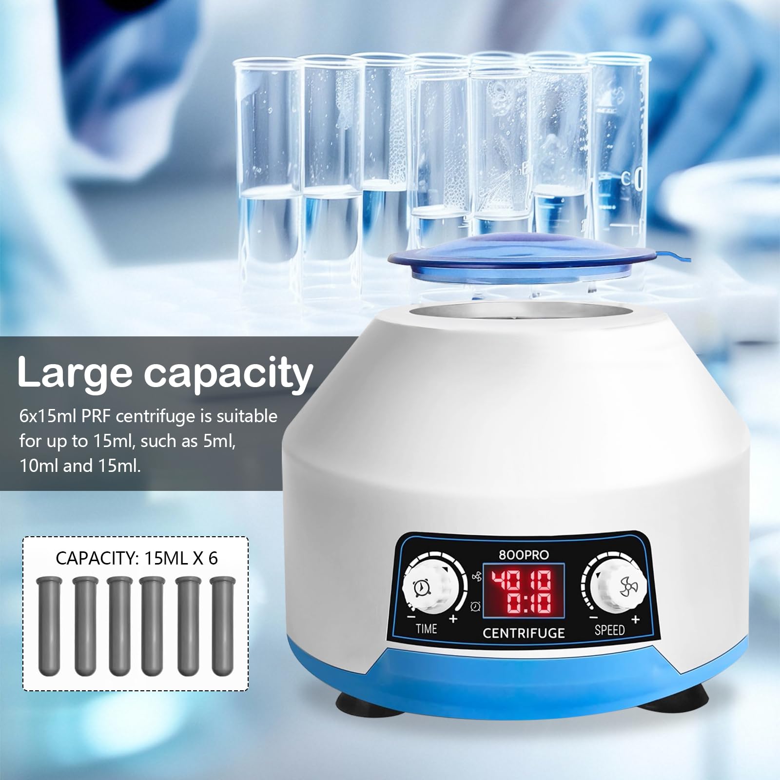 Centrifuga, Centrifuga Laboratorio Centrifuga Elettrica 6x15 ML Con Schermo LCD 4000 Giri/Min Centrifuga Banco Limite 100 Minuti 1953 XG Velocità E Tempo Regolabili Per Campioni 2 A 15 ML