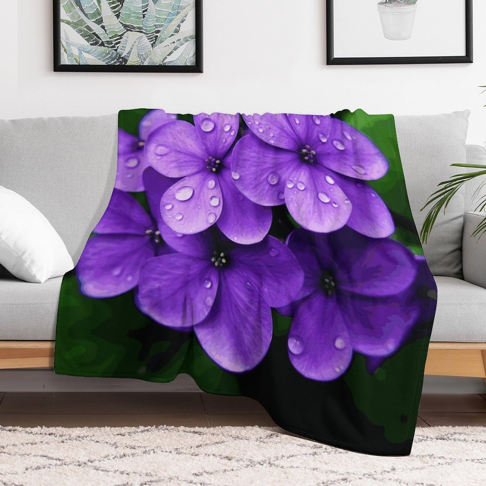 Couverture polaire en flanelle 127x152 cm mauve pour lit et canapé