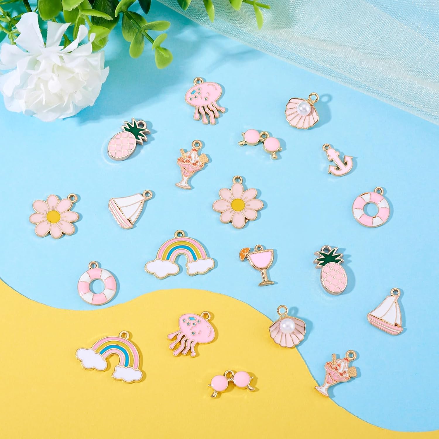 Craftdady Enamel Charms for Jewelry Making Alloy Dangle Pendants Cute Summer Charms for Spring Women DIY Necklace Earring Making - Image 5