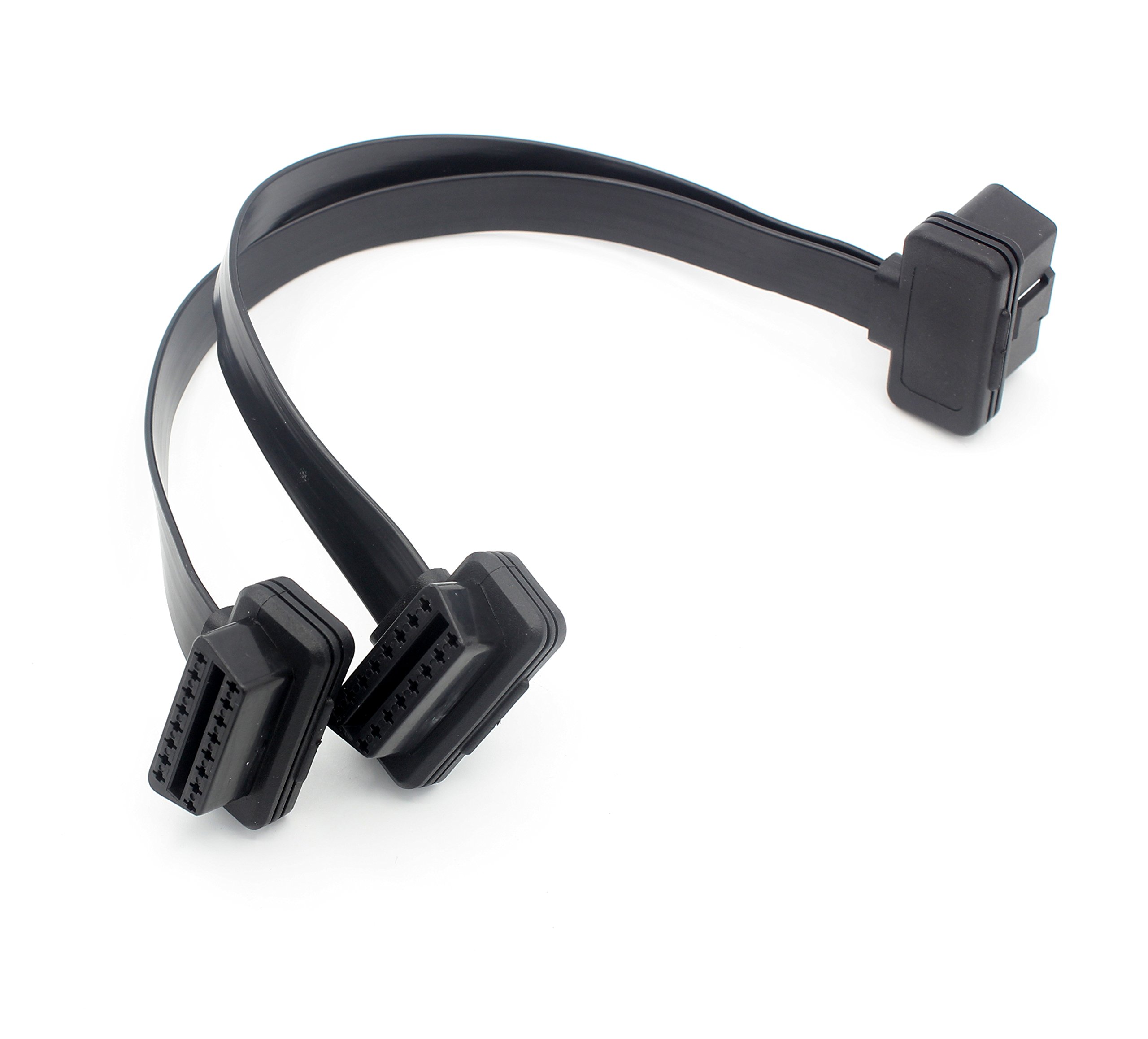 LoongGate OBD-II OBD2 Cable Divisor Grado Militar - Super Durable Cord 16 Pin Pass Through - Macho y Doble Hembra, J1962M a 2-J1962F - 0.3 Metros — view 9
